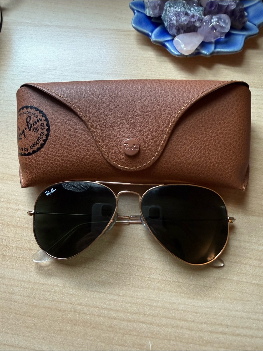Ray-Ban Aviator 55mm Sunglasses in Brown Lenses and Gold Frame